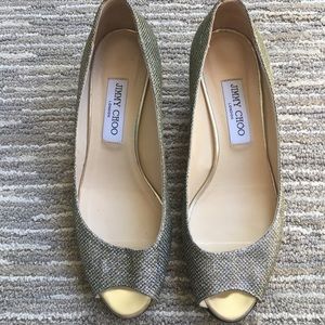 Jimmy Choo Bergen Glitter Wedge Pump Light Bronze