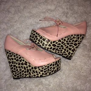 Pink Leopard Wedges