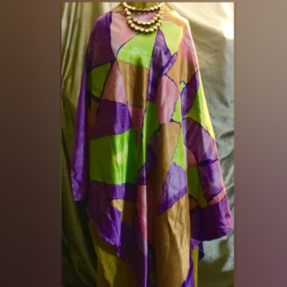 ASHRO Multi colored satin poncho top