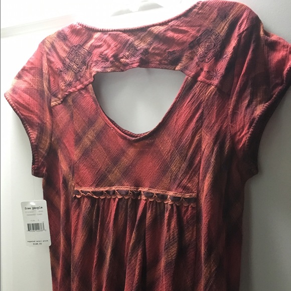 NWT Free People hi-low red plaid dress. - Picture 4 of 4