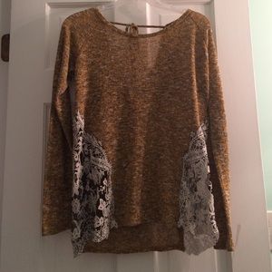 Cute Yellow Sweater with Lace