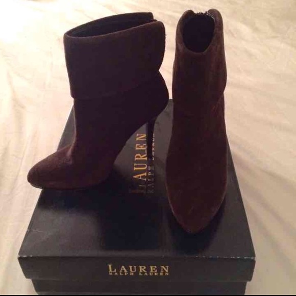 Ralph Lauren brown suede ankle booties