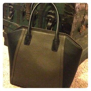 H&M large tote olive green and black Studded feet.