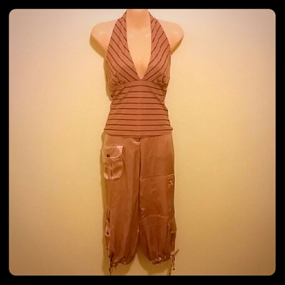 Silk Cargo capri pants by Forever 21