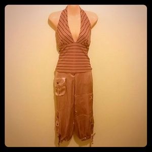 Silk Cargo capri pants by Forever 21