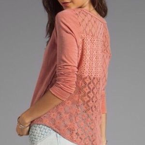 Burnt orange Free People top w/ knitted back