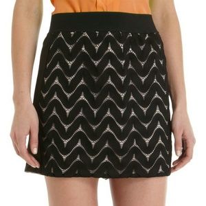 DVF Black Nude Yayoi Zigzag Chevron Mini Skirt 10