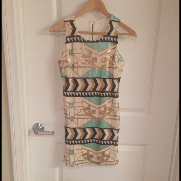Sequin mosaic pattern dress