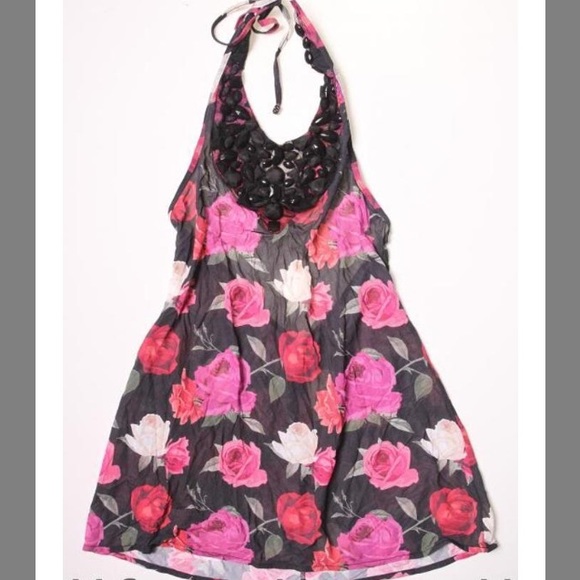 New beach bunny rose beaded halter dress cover up