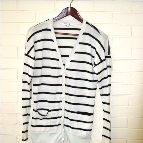 Black and white long cardigan