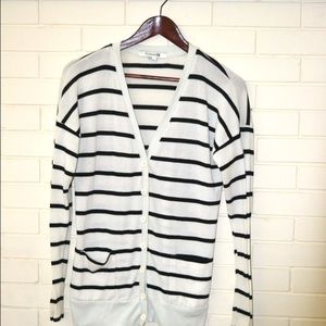 Black and white long cardigan