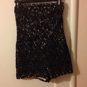 Strapless lace romper