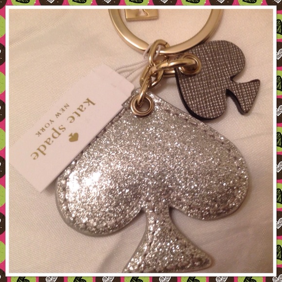 kate spade Accessories - Kate Spade Silver Glitter Spade Key Fob Charm NWT