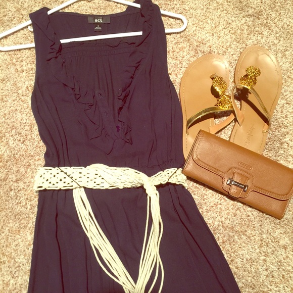 Blue Ruffle Maxi Dress Nautical Tie