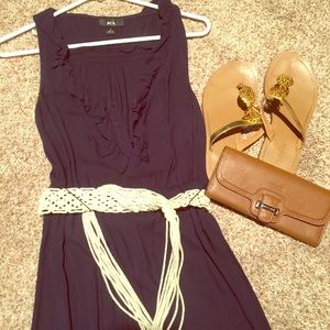 Blue Ruffle Maxi Dress Nautical Tie