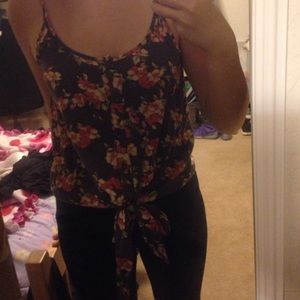 Floral tied tank top