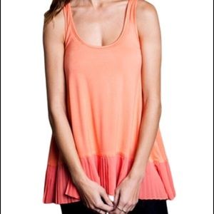 Peach Top With Pleated Detail Bottom