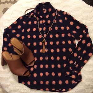 J CREW Navy/salmon button down top