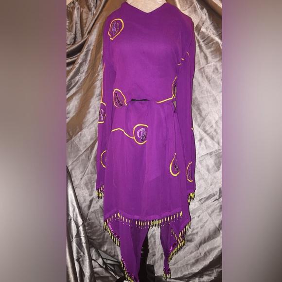 Ashro Purple & Gold Fringe dress