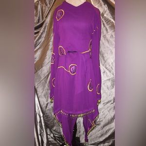 Ashro Purple & Gold Fringe dress