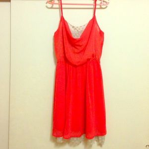 Orange above knee chiffon dress