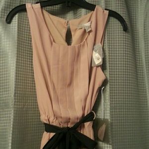 NWT pintucked fit & flare blush dress medium cute!