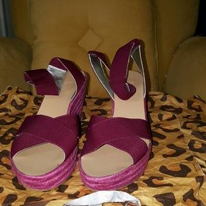 Ankle wrap wedge heeled shoes