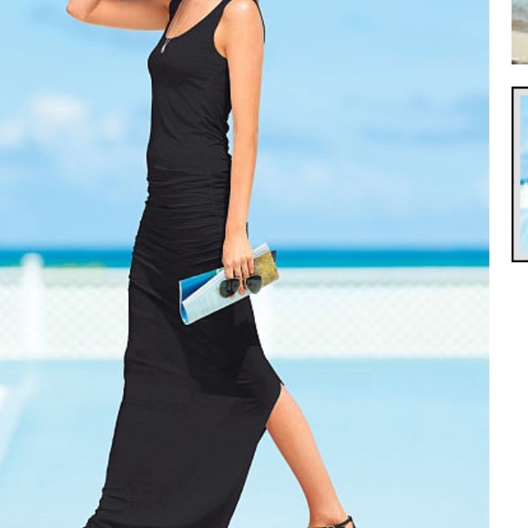 Victoria's Secret black ruched maxi dress