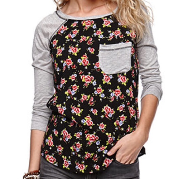 PacSun Woven Knit Sleeve Raglan Shirt