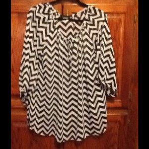 Top, Blouse, Chevron Print