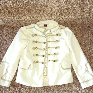Baby Gap girl military jacket Ivory gold buttons