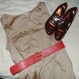 Khaki Pleated Cotton Dress ??