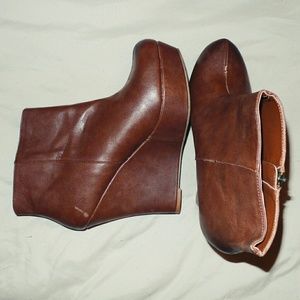 Cognac Wedge Ankle Booties