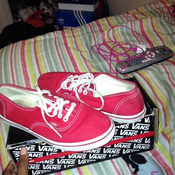 Red red vans white soles