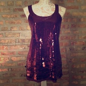 Burgundy Sparkly Sequin Top!