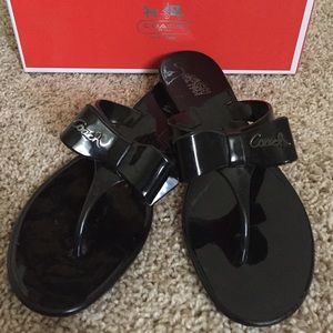 Black Coach Bow Sandals