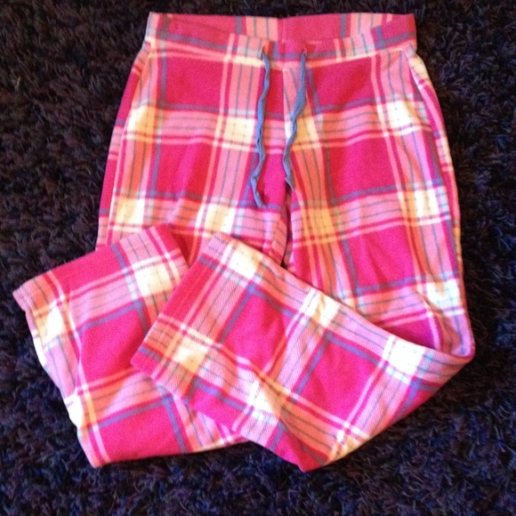 Pink plaid fleece pants