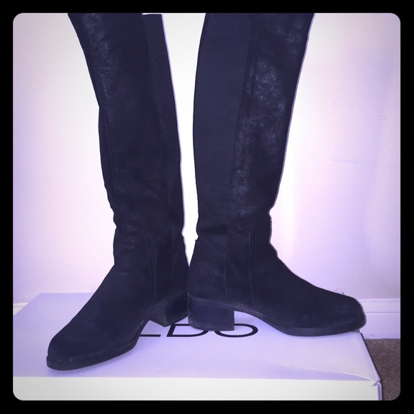 Suede high calf boots
