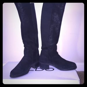 Suede high calf boots
