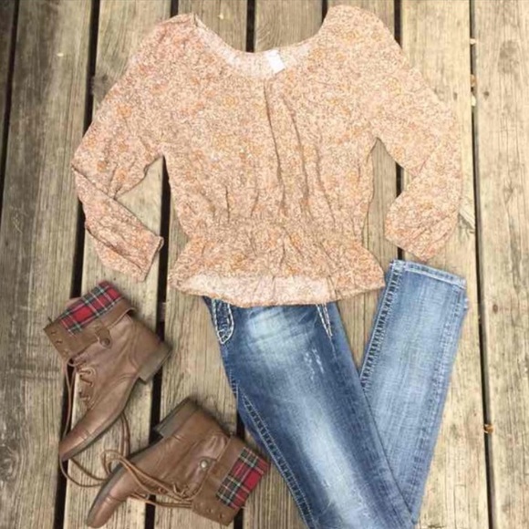 Flower print long sleeve blouse