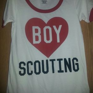 White shirt, red trim