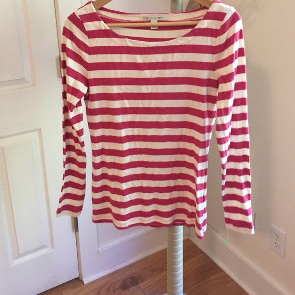 Raspberry striped tee from Banana Republic. Size S