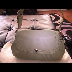 COACH Sage Green Soho Pleated Large Leather Purse