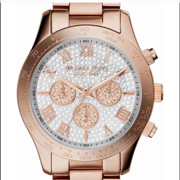 Authentic MK rose gold with swarovski dial