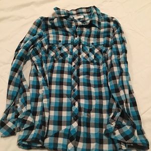 Blue button down plaid