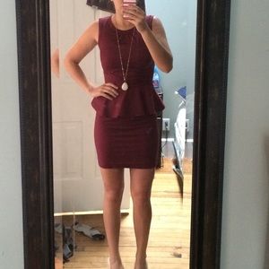 Maroon peplum bodycon dress