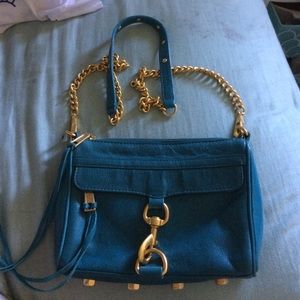 Teal Rebecca Minkoff Mini Mac cross body bag