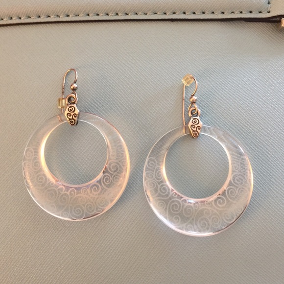 Brighton Earrings.  Clear open circles with design