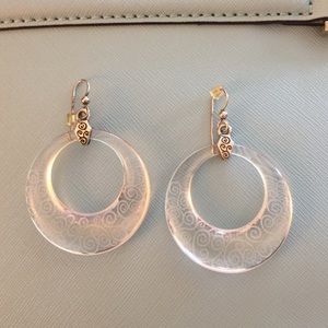 Brighton Earrings.  Clear open circles with design
