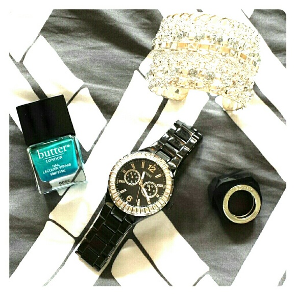 Guess Black Enamel Watch